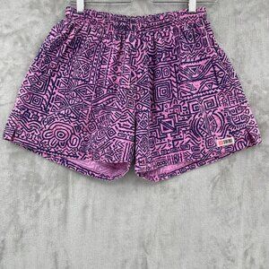 Sideout Vintage 80s Tribal Allover Print Pink Drawstring Shorts Surfing